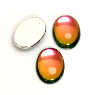 Glass Medium Dome Foiled Cabochon - Coated Oval 18x13MM IRIDIS