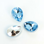 Plastic Point Back Foiled Stone - Pear 18x13MM LT SAPPHIRE
