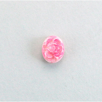 German Plastic Carved No-Hole Flower - Rose Oval 10x8MM ROSE ON IVORY