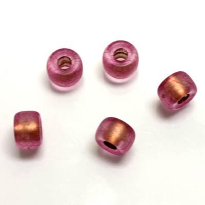 Plastic Bead - Bronze Lined Veggie Color Smooth Pony 06x9MM MATTE AMETHYST