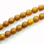 Czech Pressed Glass Bead - Smooth Round 08MM VOLCANIC COATED MUSTARD