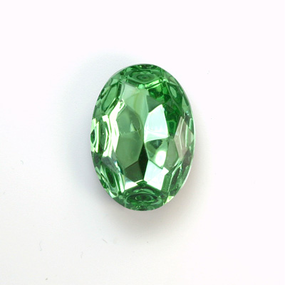 Glass Point Back Foiled Tin Table Cut (TTC) Stone - Oval 25x18MM PERIDOT