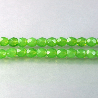 Czech Glass Fire Polish Bead - Round 05MM OPAL GREEN