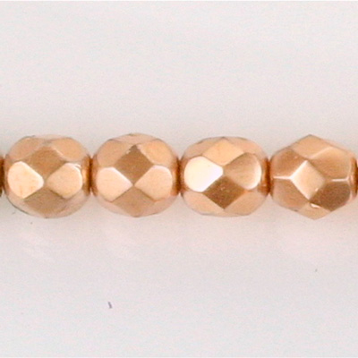 Czech Glass Pearl Faceted Fire Polish Bead - Round 08MM COPPER 70415
