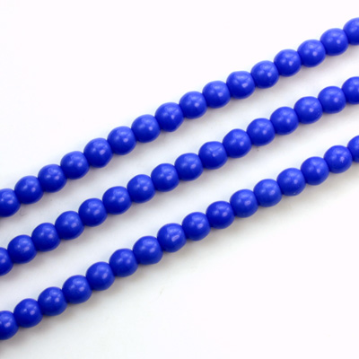 Czech Pressed Glass Bead - Smooth Round 04MM BLUE