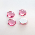 Plastic Flat Back Foiled Rauten Rose Rhinestone - Round 12MM LT ROSE