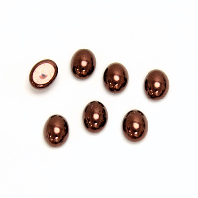 Glass Medium Dome Cabochon - Coated Oval 08x6MM ANTIQUE COPPER