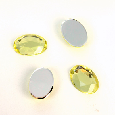 Plastic Flat Back Foiled Rose Cut Rhinestone - Oval 14x10MM JONQUIL