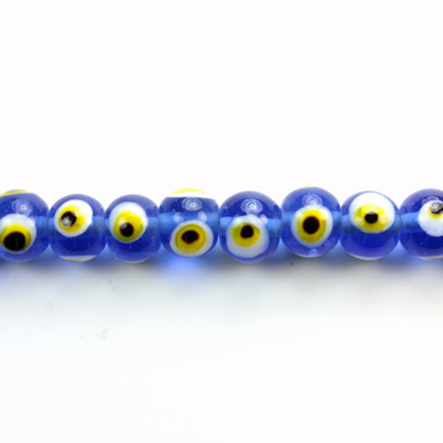 Glass Lampwork Bead - Eye Round 08MM SAPPHIRE