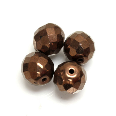 Czech Glass Fire Polish 1-Hole Ball - 12MM BRONZE