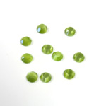 Fiber-Optic Flat Back Stone with Faceted Top and Table - Round 04MM CAT'S EYE OLIVE
