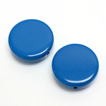 Plastic Bead - Opaque Color Smooth Flat Round 22MM BRIGHT BLUE