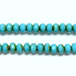 Czech Glass Fire Polish Bead - Rondelle Donut 05x3MM LIGHT BLUE TURQUOISE with DIFFUSION