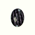 Plastic Flat Back Striped Rauten Rose - Oval 25x18MM DYED PURPLE on BLACK