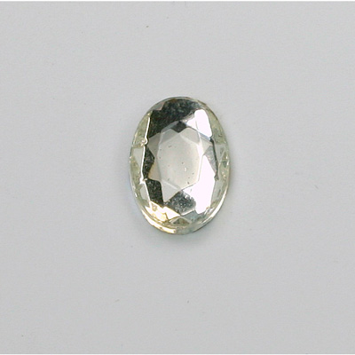 Glass Flat Back Rose Cut Faceted Foiled Stone - Oval 14x10MM CRYSTAL