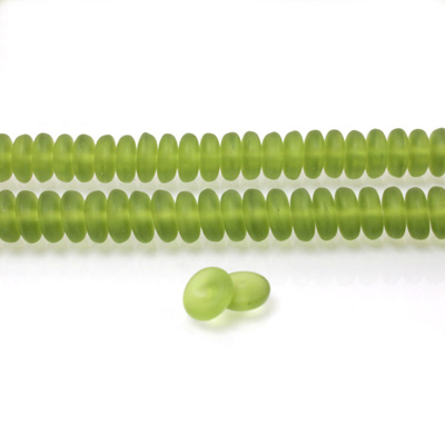 Czech Pressed Glass Bead - Smooth Rondelle 6MM MATTE OLIVINE