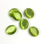 Fiber-Optic Flat Back Stone with Faceted Top and Table - Oval 10x8MM CAT'S EYE OLIVE