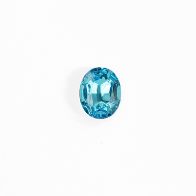 Glass Point Back Foiled Tin Table Cut (TTC) Stone - Oval 10x8MM AQUA