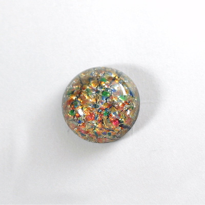 Glass Medium Dome Lampwork Cabochon - Round 18MM RED MULTI OPAL (02421)