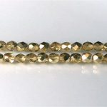Czech Glass Fire Polish Bead - Round 05MM 1/2 Coated CRYSTAL/GOLD
