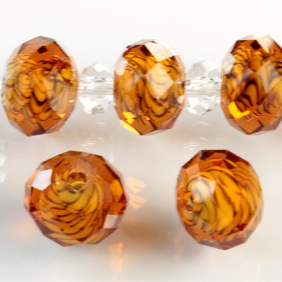 Chinese Cut Crystal Bead - Rondelle 10x12MM LEOPARD TOPAZ