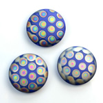 Glass Low Dome Buff Top Cabochon - Peacock Round 18MM MATTE BLUE