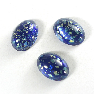 Glass Medium Dome Lampwork Cabochon - Oval 18x13MM COLOR OPAL BLUE (0396)