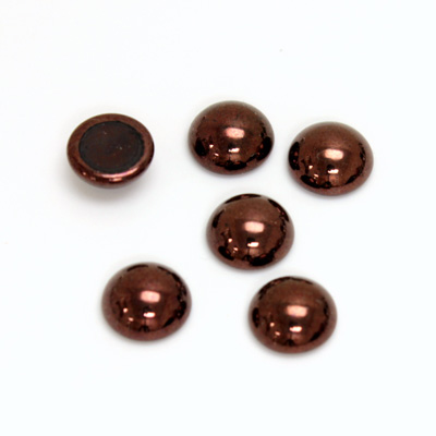 Glass Medium Dome Cabochon - Round 09MM Metallic Coated ANTIQUE COPPER