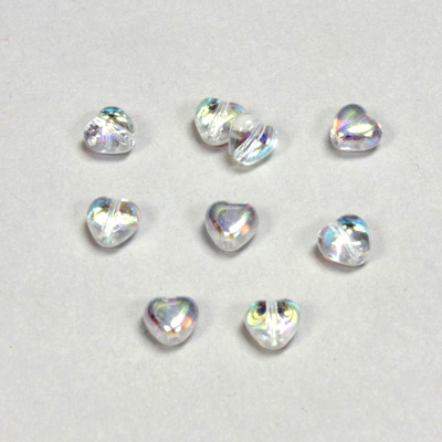 Czech Pressed Glass Bead - Smooth Heart 06x6MM CRYSTAL AB