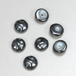 Glass Cabochon Baroque Top Pearl Dipped - Round 10MM DARK GREY