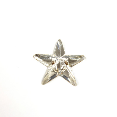 Glass Flat Back 2-Hole Foiled Sew-On Stone - Star 15MM CRYSTAL