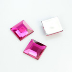 Plastic Flat Back Foiled Rose Cut Rhinestone - Square 12x12MM FUCHSIA