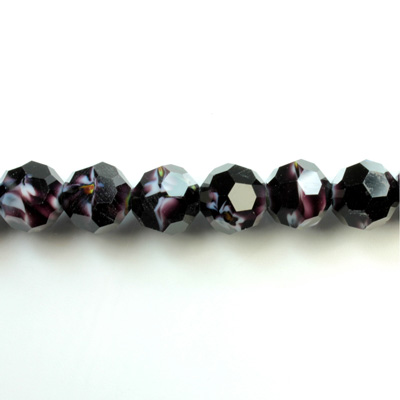 Chinese Cut Crystal Millefiori Bead - Round 10MM BLACK