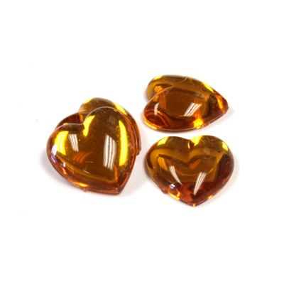 Plastic Flat Back Foiled Cabochon - Heart 15.5MM TOPAZ