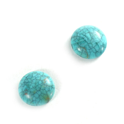 Plastic Flat Back Cabochon - Matrix Color Round 14MM TURQUOISE MATRIX