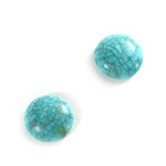 Plastic Flat Back Cabochon - Matrix Color Round 14MM TURQUOISE MATRIX