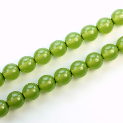 Czech Pressed Glass Bead - Smooth Round 08MM COATED TAIWAN JADE