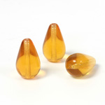 Czech Pressed Glass Bead - Smooth Pear 18x11MM TOPAZ