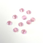 Fiber-Optic Flat Back Stone with Faceted Top and Table - Round 04MM CAT'S EYE LT PINK