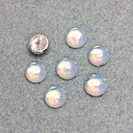 Glass Medium Dome Foiled Cabochon - Round 40SS (08.5mm) WHITE PINFIRE OPAL