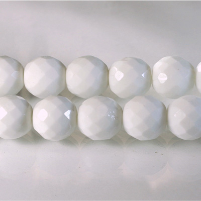 Czech Glass Fire Polish Bead - Round 12MM CHALKWHITE