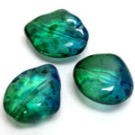 Plastic Bead - Two Tone Speckle Color Smooth Baroque Large 3 Part Mixed BLUE GREEN