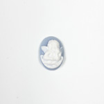 Plastic Cameo - Cherub, Rafael Oval 14x10MM WHITE on WEDGEWOOD BLUE