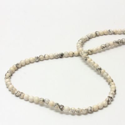 Gemstone Bead - Smooth Round 04MM WHITE HOWLITE