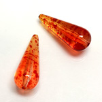 Plastic Bead - Two Tone Speckle Color Smooth Pear 29x12MM ORANGE YELLOW