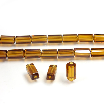 Chinese Cut Crystal Bead - Rectangle 06.5x3.5MM DARK TOPAZ LUMI COAT