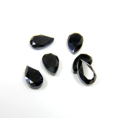 Gemstone Flat Back Stone with Faceted Top and Table - Pear 08x5MM BLACK ONYX