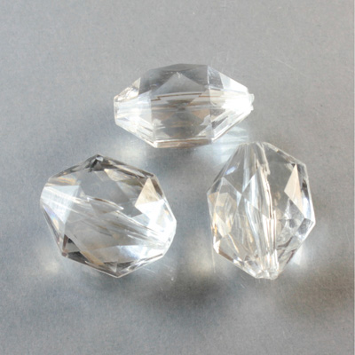 Plastic Bead - Faceted Hexagon 18x14MM CRYSTAL