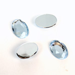 Plastic Flat Back Foiled Rose Cut Rhinestone - Oval 14x10MM LT SAPPHIRE