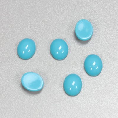 Plastic Flat Back Opaque Cabochon - Oval 10x8MM TURQUOISE